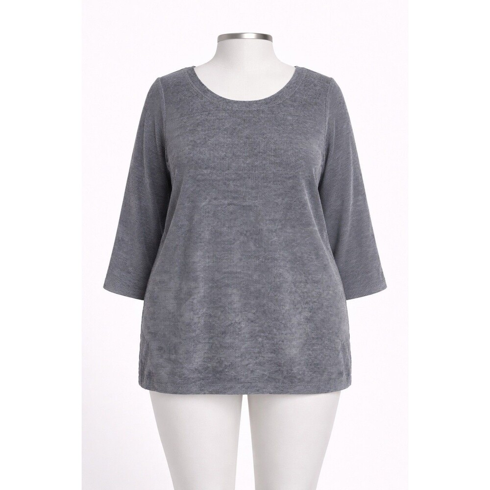 J. Jill Tunic Sweater Small Tall ST Grey Soft Chenille Knit Side Slits Long Warm